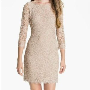 Diane Von Furstenberg zarita lace dress nude